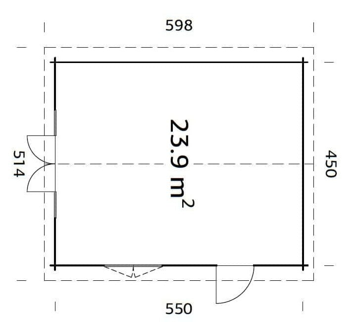 Irene 23.9m2 (4.5x5.5m | 44mm) Freespruss-aiamaja