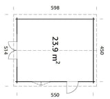 Irene 23.9m2 (4.5x5.5m | 44mm) Freespruss-aiamaja