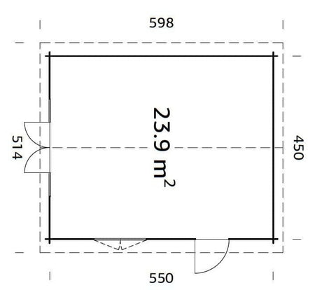 Irene 23.9m2 (4.5x5.5m | 44mm) Freespruss-aiamaja