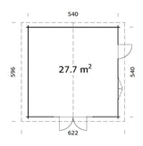 Irene 27.7m2 (5.4x5.4m | 70mm) Freespruss-aiamaja