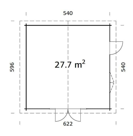 Irene 27.7m2 (5.4x5.4m | 70mm) Freespruss-aiamaja