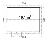 Iris 19.1m2 (5.1x4.1m | 44mm) Freespruss-aiamaja (uuendatud aastal 2024)