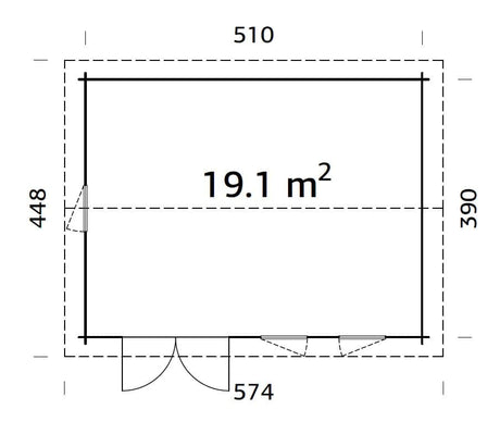 Iris 19.1m2 (5.1x4.1m | 44mm) Freespruss-aiamaja (uuendatud aastal 2024)