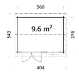 Iris 9.6m2 (3.6x2.76m | 28mm) Kompaktne freespruss-aiamaja