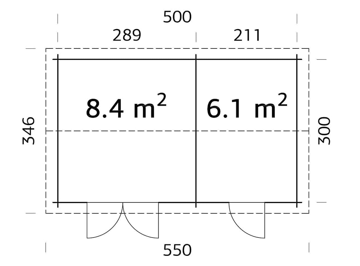 Jari 14.5m2 (5x3m | 28mm) Kaheruumiline freespruss-aiakuur