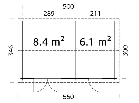 Jari 14.5m2 (5x3m | 28mm) Kaheruumiline freespruss-aiakuur