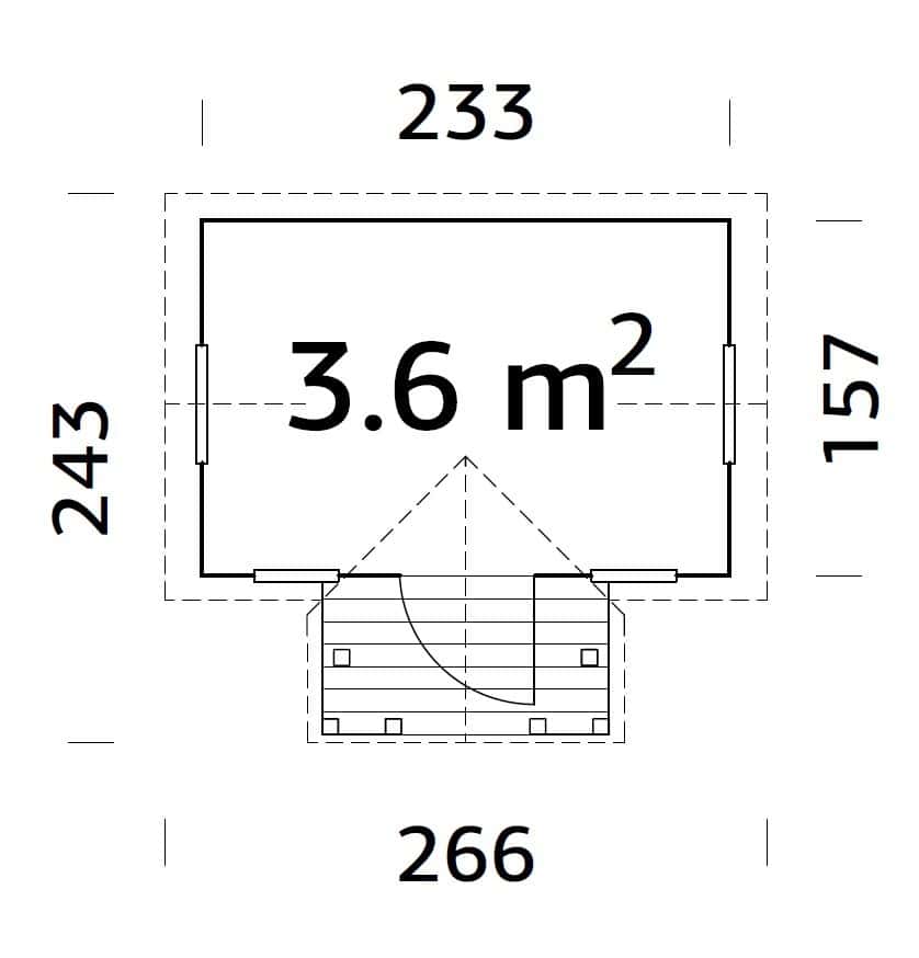 Jennie 3.6m2 (2.33x1.57m | 16mm) valmis seinaelementidest mängumaja