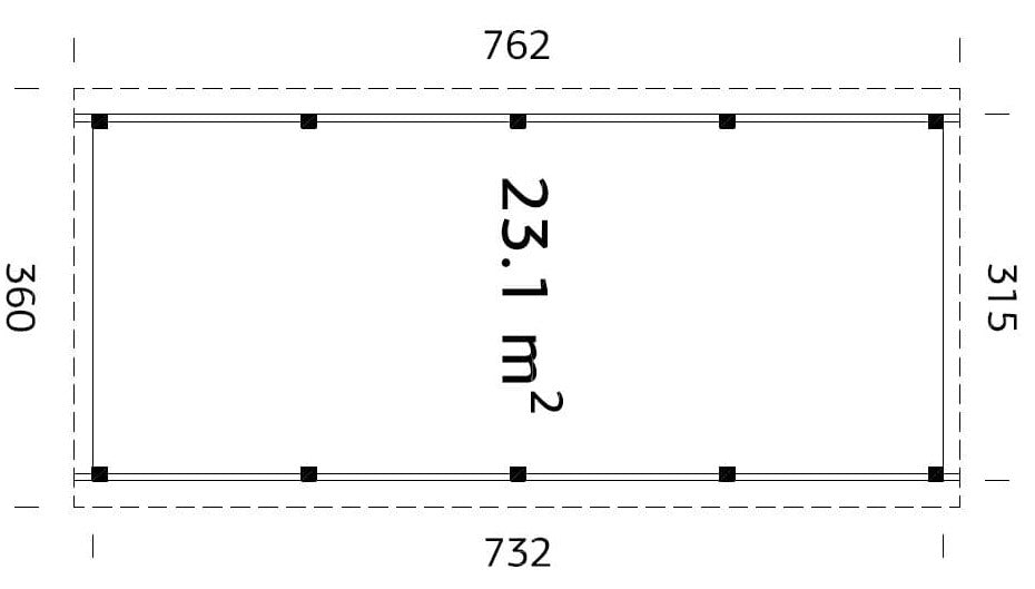 Karl 23.1m2 (3.15x7.32m) Lamekatusega autovarjualune