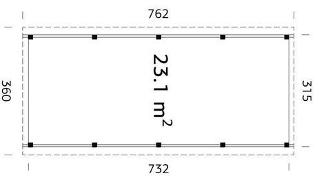 Karl 23.1m2 (3.15x7.32m) Lamekatusega autovarjualune