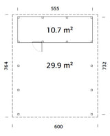 Karl 40.6m2 (5.55x7.32m) Kuuriga lamekatusega autovarjualune kahele autole