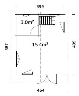 Kendra 18.4m2 (3.99x4.99m | 70mm) Pööninguga freesprussmaja