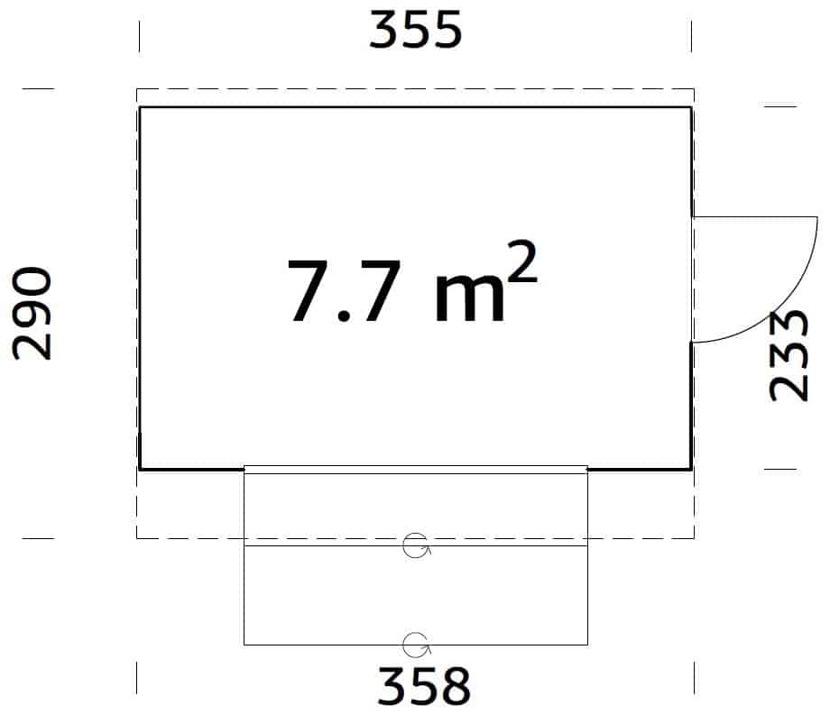 Kira 7.7m2 (3.55x2.33m | 16mm) Valmis seinaelementidest kiosk