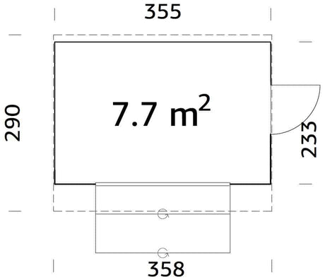 Kira 7.7m2 (3.55x2.33m | 16mm) Valmis seinaelementidest kiosk