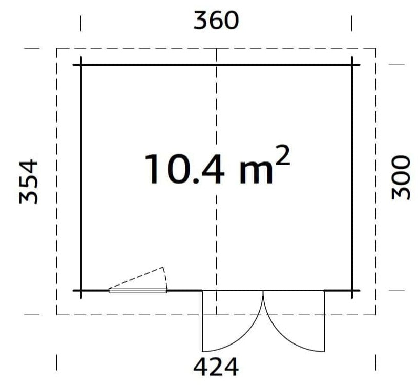 Klara 10.4m2 (3.5x3m | 28mm) Kompaktne freespruss-aiamaja