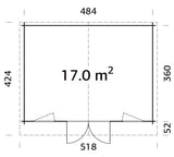 Klara 17m2 (4.84x3.6m | 28mm) Freesprussidest aiamaja