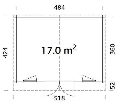 Klara 17m2 (4.84x3.6m | 28mm) Freesprussidest aiamaja