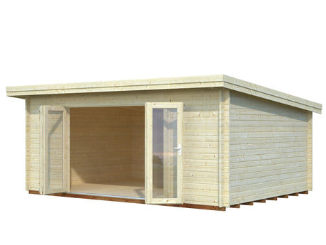 Lea 19.4m2 (5.5x4m | 44mm) Lamekatusega aiamaja volditavate ustega