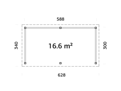 Lenna 16.6m2 Set 307 (5.88x3m) Lamekatusega suur paviljon