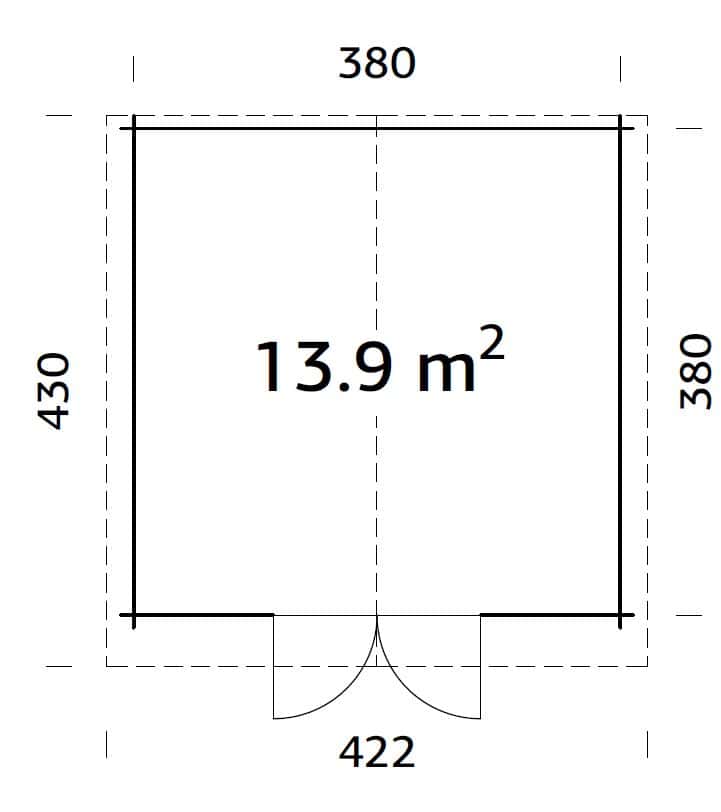 Lotta 13.9m2 (3.8x3.8m | 34mm) Traditsiooniline freespruss-aiamaja