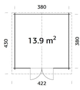 Lotta 13.9m2 (3.8x3.8m | 34mm) Traditsiooniline freespruss-aiamaja