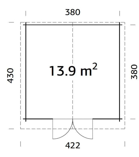 Lotta 13.9m2 (3.8x3.8m | 34mm) Traditsiooniline freespruss-aiamaja