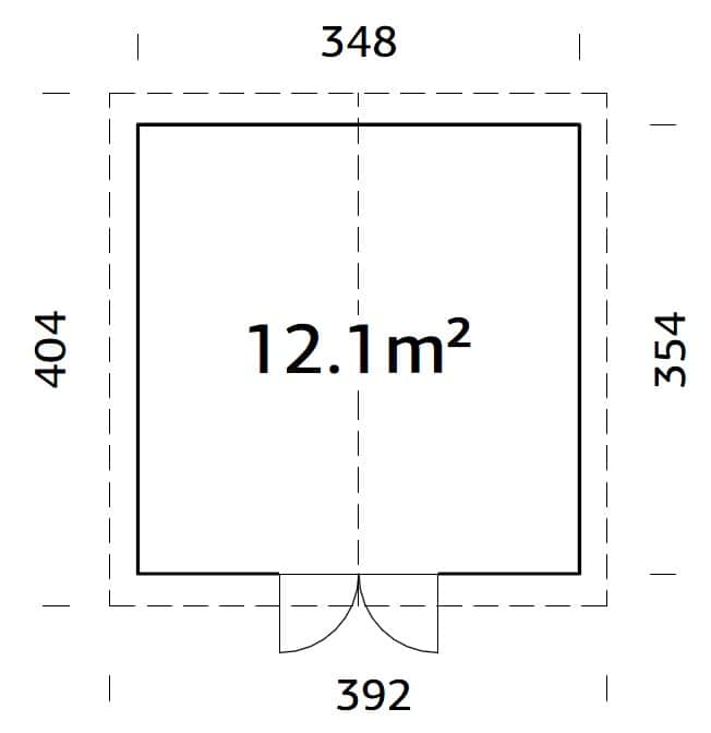 Lucas 12.1m2 (3.48x3.54m | 16mm) Valmis seinaelementidest aiakuur
