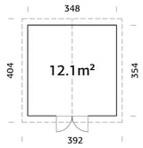 Lucas 12.1m2 (3.48x3.54m | 16mm) Valmis seinaelementidest aiakuur