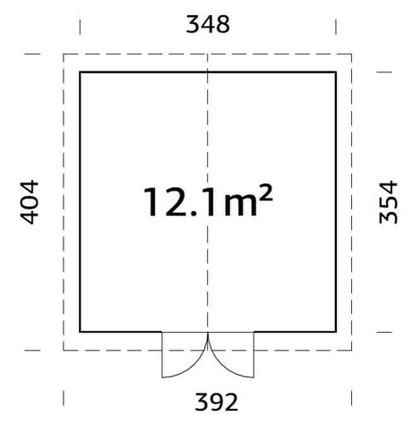 Lucas 12.1m2 (3.48x3.54m | 16mm) Valmis seinaelementidest aiakuur