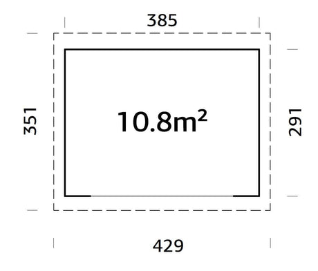Lydia 10.8m2 (3.85x2.91m | 28mm) Lükanduksega freespruss-aiamaja