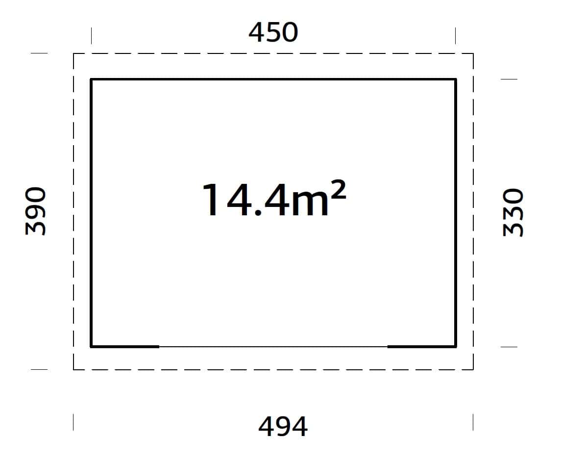 Lydia 14.4m2 (4.5x3.3 m2 | 28mm) Lükandustega aiamaja
