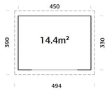 Lydia 14.4m2 (4.5x3.3 m2 | 28mm) Lükandustega aiamaja