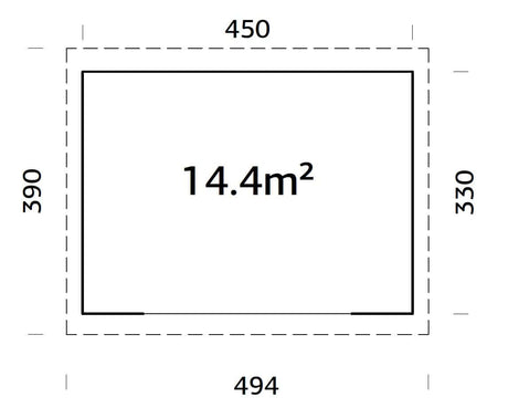 Lydia 14.4m2 (4.5x3.3 m2 | 28mm) Lükandustega aiamaja