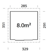 Lydia 8m2 (2.85x2.91m | 28mm) Lükanduksega kompaktne aiamajake