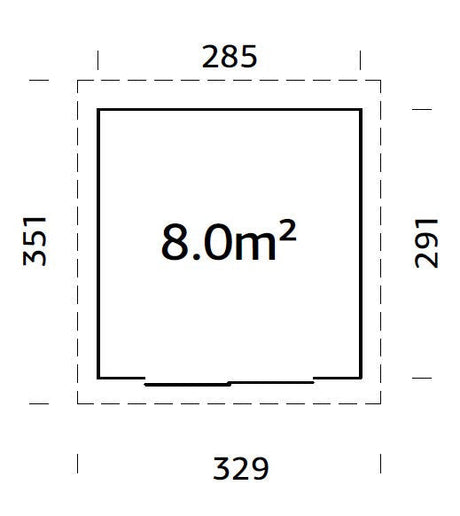 Lydia 8m2 (2.85x2.91m | 28mm) Lükanduksega kompaktne aiamajake