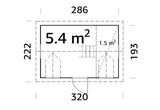 Marie 5.4m2 (2.86x1.93m | 16mm) Valmis seinaelementidest ruumikas mängumaja magamislavatsiga