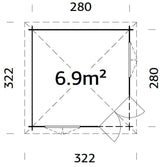 Melanie 6.9m2 (2.8x2.8m | 44mm) Ruudukujuline freesprusspaviljon