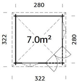 Melanie 7m2 (2.8x2.8m | 28mm) Klassikaline paviljon