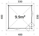 Melanie 9.9m2 (3.3x3.3m | 44mm) Vastupidav ruudukujuline freesprusspaviljon