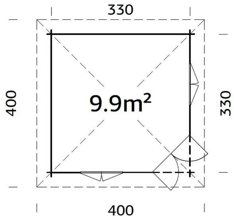 Melanie 9.9m2 (3.3x3.3m | 44mm) Vastupidav ruudukujuline freesprusspaviljon