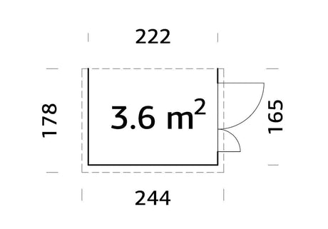 Mia 3.6m2 (2.22x1.65m | 16mm) Valmis seinaelementidest aiakuur maja seina külge kinnitamiseks