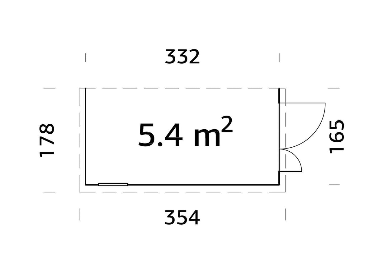 Mia 5.4m2 (3.33x1.65m | 16mm) Valmis seinaelementidest aiakuur maja seina külge kinnitamiseks