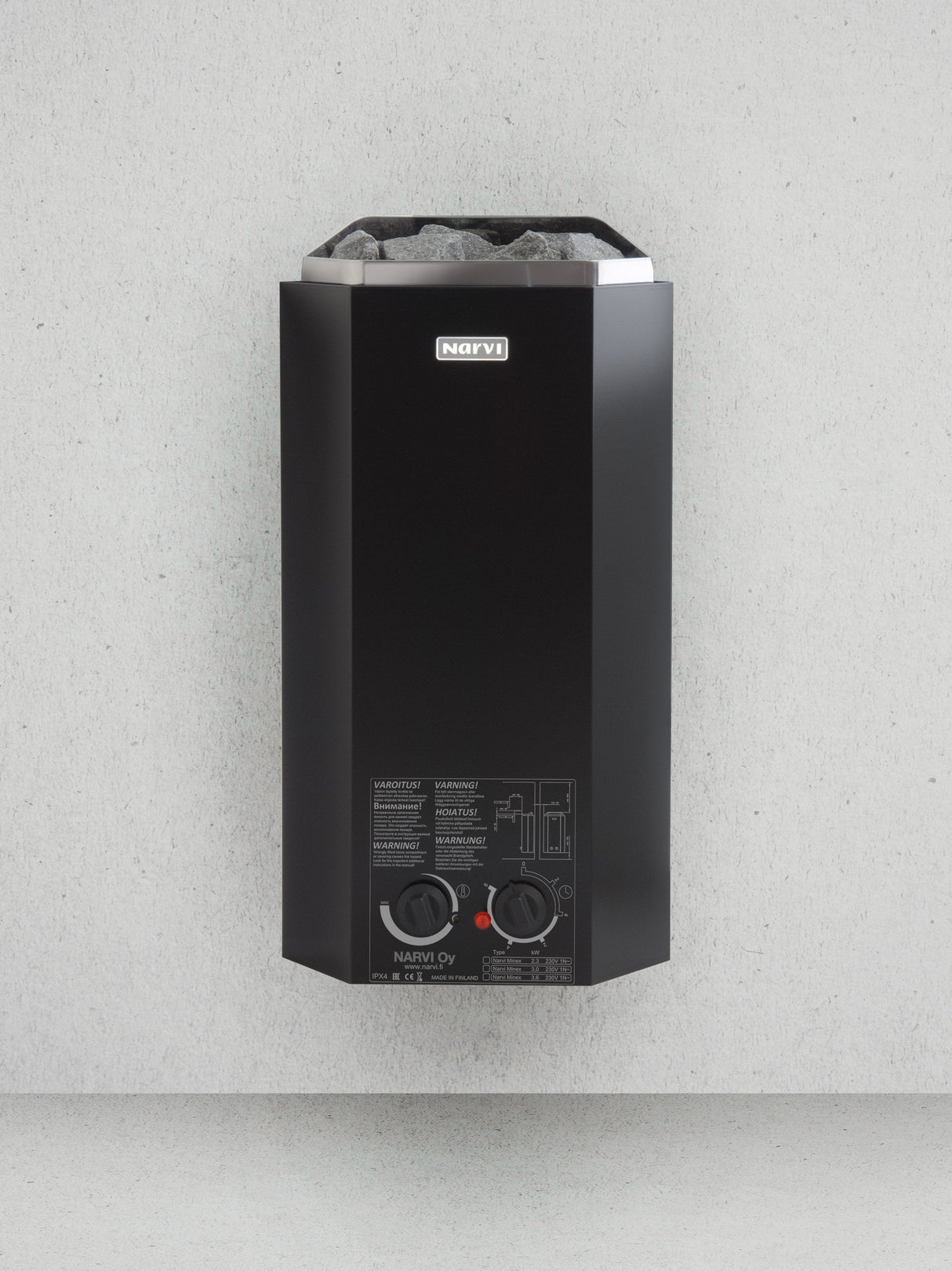 Narvi Minex 3.6 kW elektrikeris ja kerisekivid
