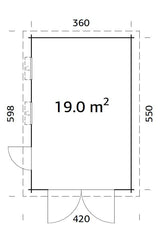 Rasmus 19m2 (3.6x5.5m | 44mm) kahe puidust uksega freesprussgaraaž
