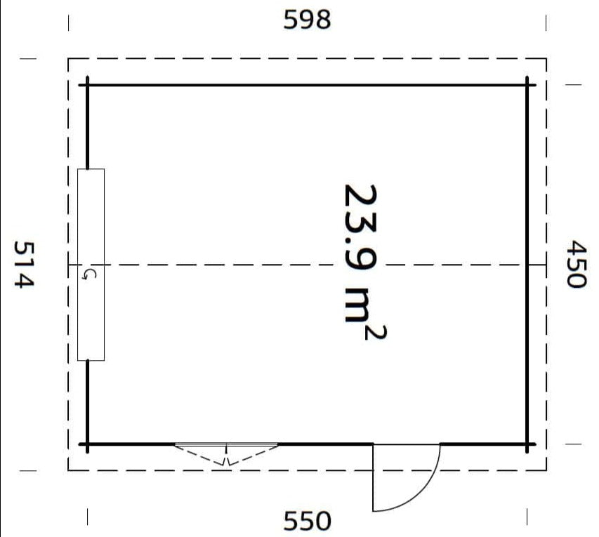 Roger 23.9m2 (4.5x5.5m | 44mm) Sektsioonuksega freespruss-garaaž