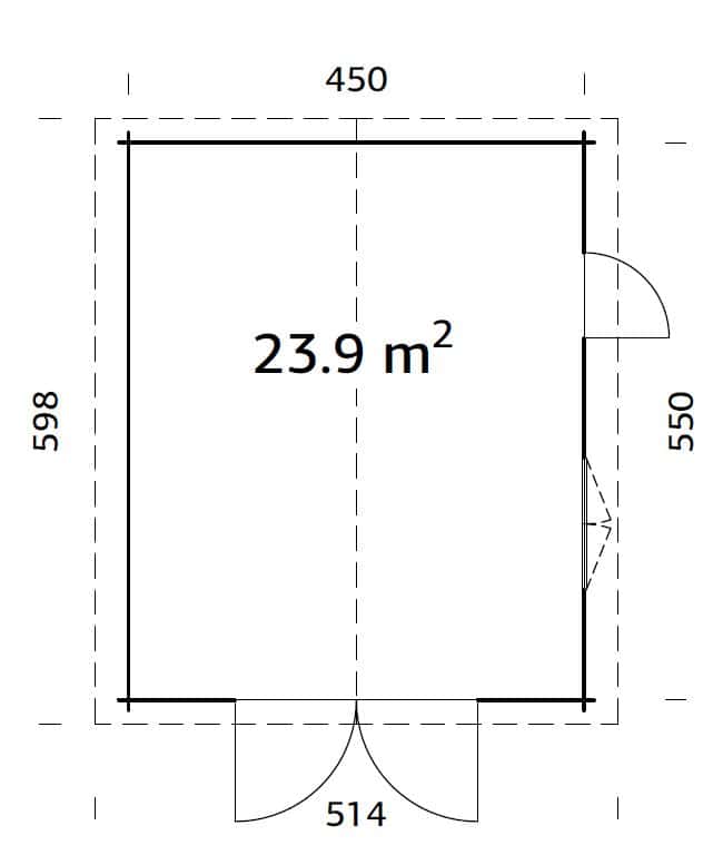 Roger 23.9m2 (4.5x5.5m | 44mm) Sektsioonuksega freespruss-garaaž