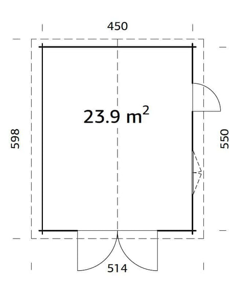 Roger 23.9m2 (4.5x5.5m | 44mm) Sektsioonuksega freespruss-garaaž