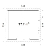 Roger 27.7m2 (5.4x5.4m | 70mm) Sektsioonuksega ruumikas freespruss-garaaž
