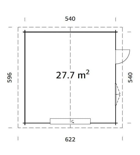 Roger 27.7m2 (5.4x5.4m | 70mm) Sektsioonuksega ruumikas freespruss-garaaž