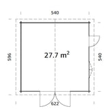 Roger 27.7m2 (5.4x5.4m | 70mm) Puidust uksega ruumikas freespruss-garaaž