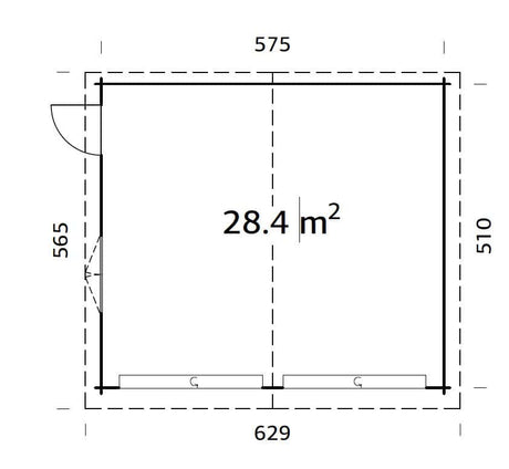 Roger 28.4m2 (5.75x5.1m | 44mm) Sektsioonustega kahekohaline freespruss-garaaž